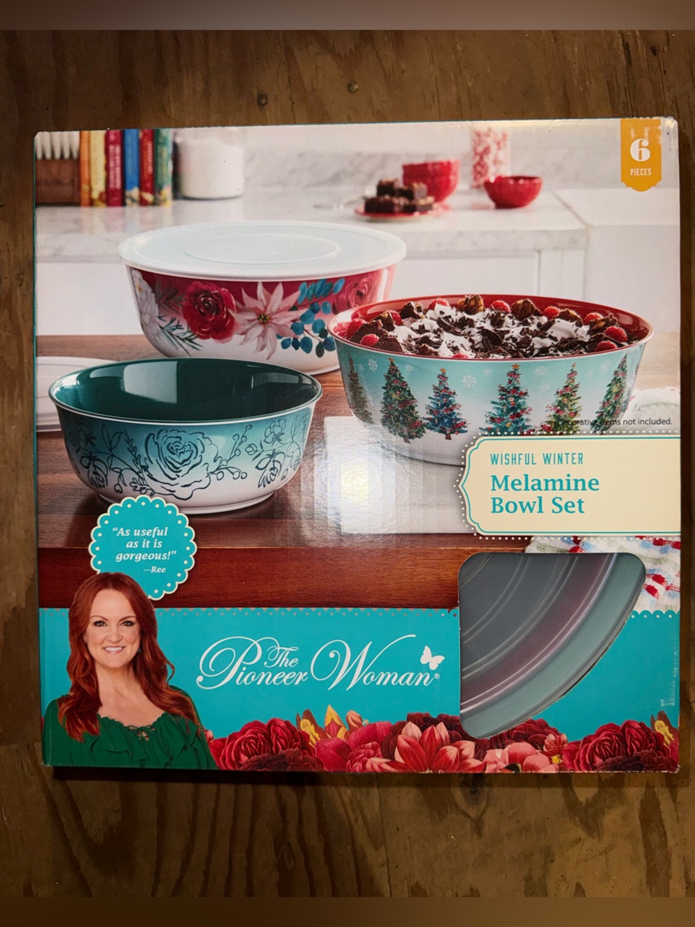 The Pioneer Woman Wishful Winter Melamine Bowl Set - Teal, Red, White